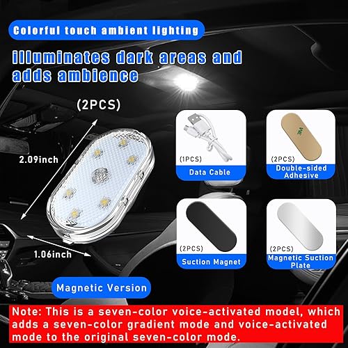 Miniatura 8 de Dickno Luces LED inalámbricas para el interior del automóvil, luz interior magnética automática con 6 luces LED brillantes, luces LED portátiles