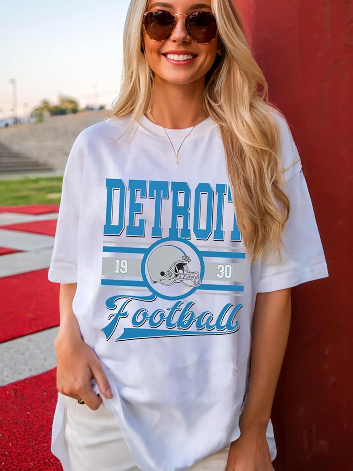 Football Shirts for Women Football Team Fan Tshirts Game Day Outfits Oversized Football Helmet Graphic Apparel - Image 3