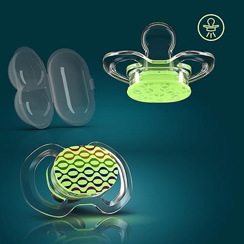 Miniatura 2 de Smilo Chupete para bebé, paquete de 2 chupetes delgados para bebés con caja de esterilización, etapa 1 para bebés de 0 a 3 meses, chupetes 100% de