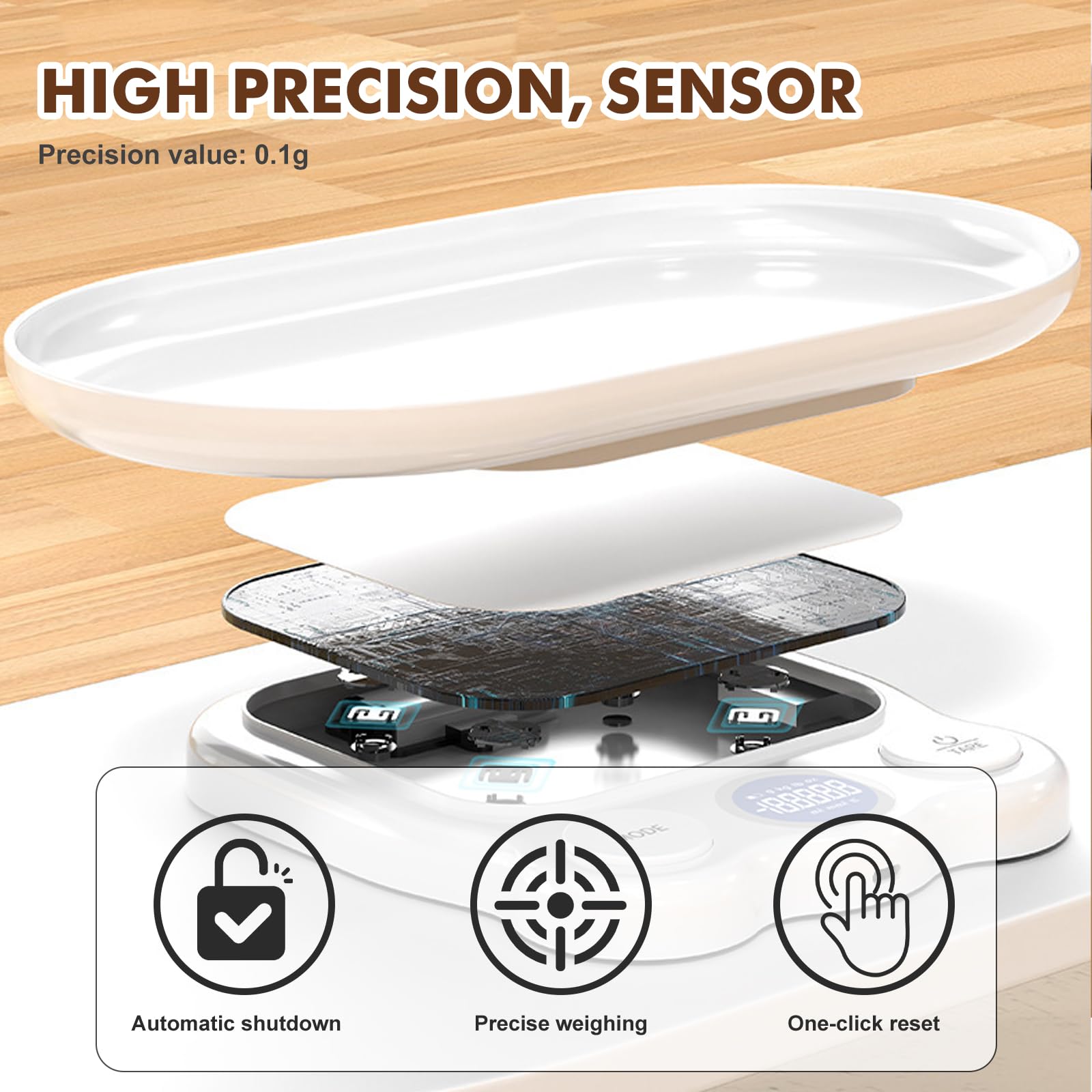 Bilancia per animali di piccola taglia, 15 kg, bilancia digitale per animali domestici, precisa su 1 g, LCD digitale con 7 modalità di pesatura (g/kg/oz/lb/ml/mml/tl), bilancia digitale per bambini
