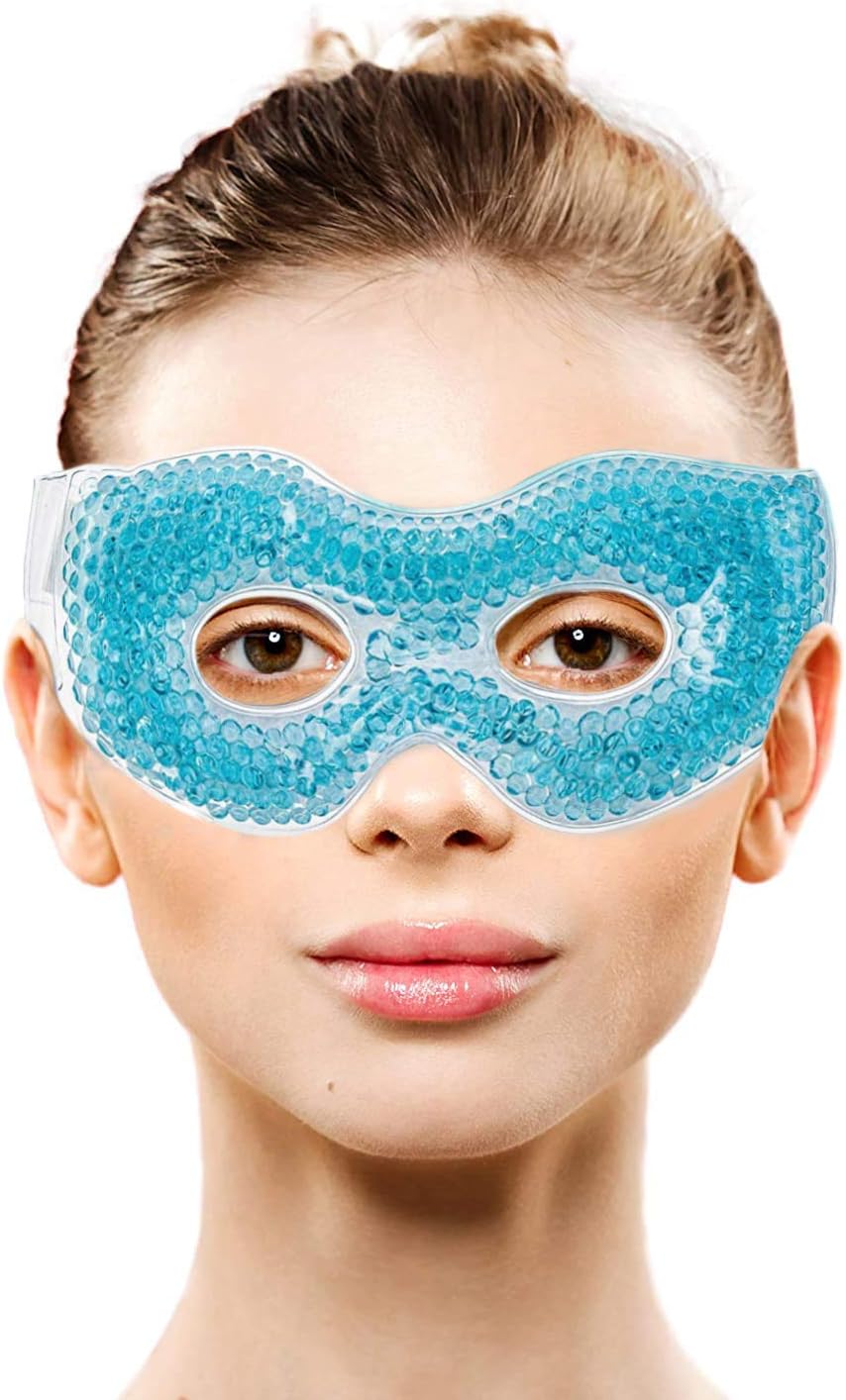 Funito Gel Eye Mask With Holes- Hot Cold Compress Pack Therapy | Cooling For Puffy Eyes, Dry Headaches, Migraines, Dark Circles, Sinus - Reusable Face