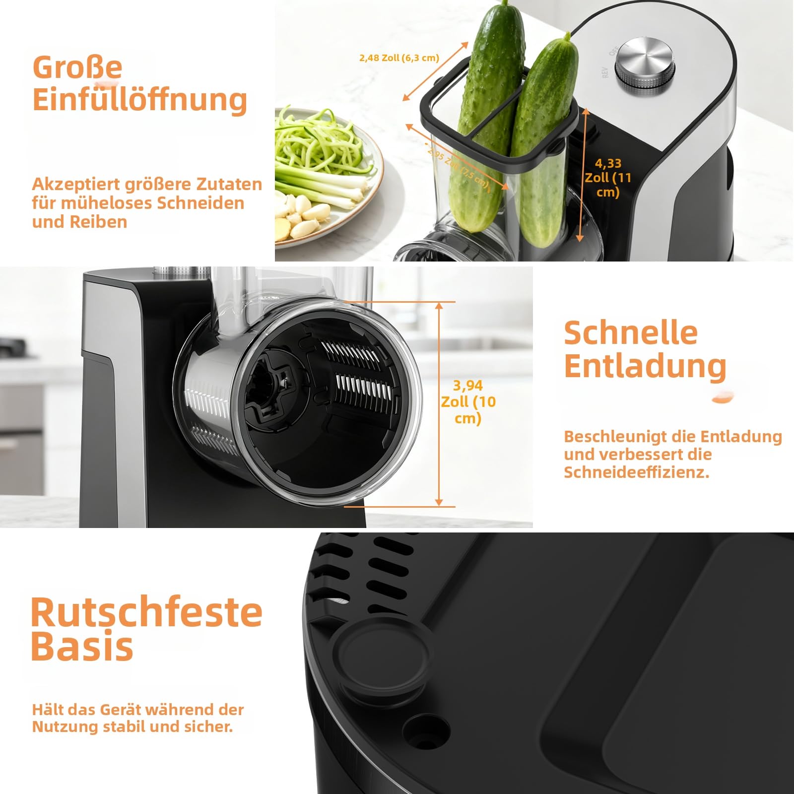 FITNATE Hachoir à Viande Électrique, Robot Multifonction avec Tube à Saucisses, Râpe à Fromage & Coupe-Légumes, 3 Grilles de Hachage Fin/Moyen/Grossier Incluses