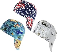 Vista 1 de TRQWH Gorra de Soldadura 100% Algodón Gorras de Soldadura para Hombres 3 Pzas con Malla Interior Absorción de Sudor Resistente a las Llamas Gorra