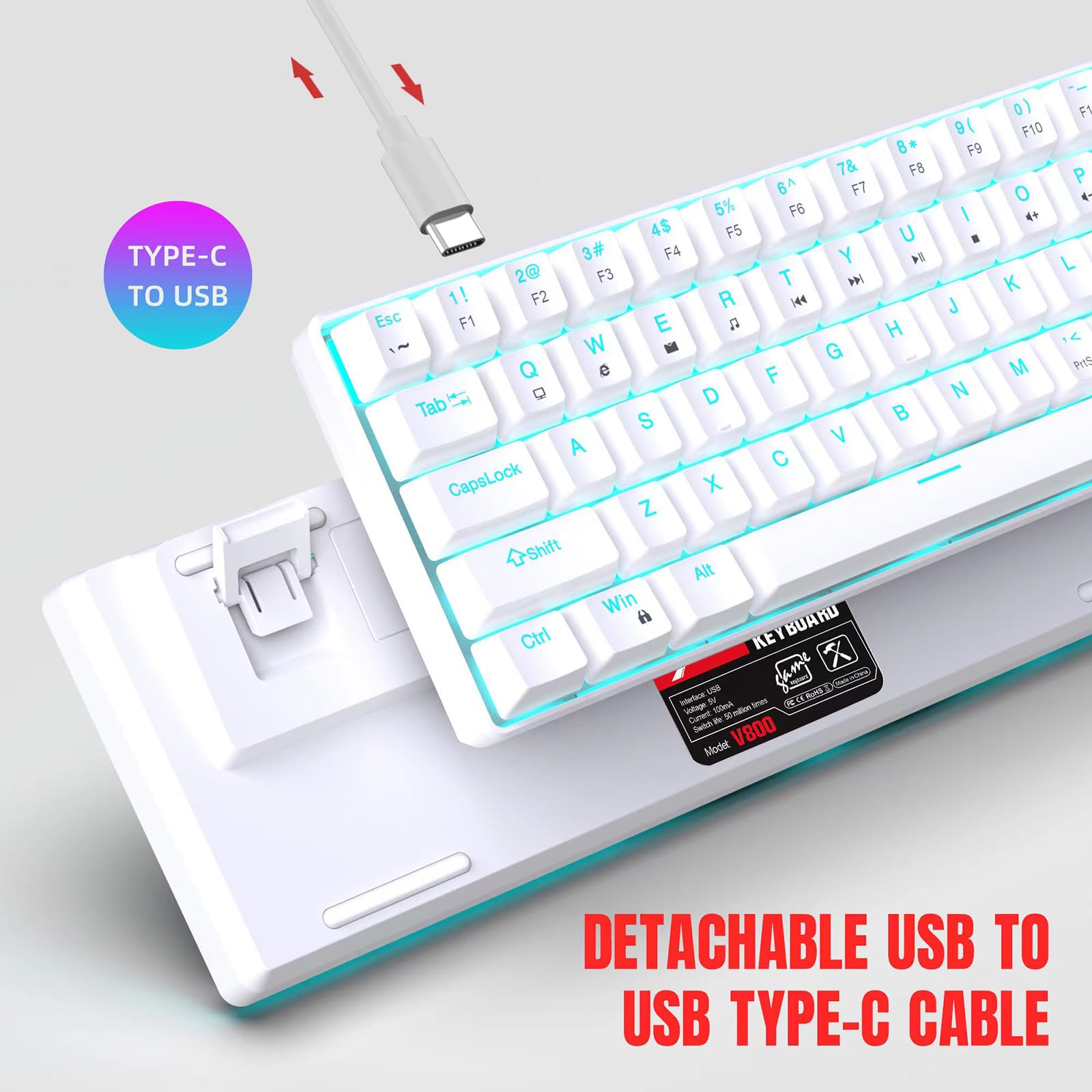 68Keys Tastiera Meccanica Double Shot Iniezioni con Opzione Backlits per PC Gamers USB C Piccola Tastiera da Gioco