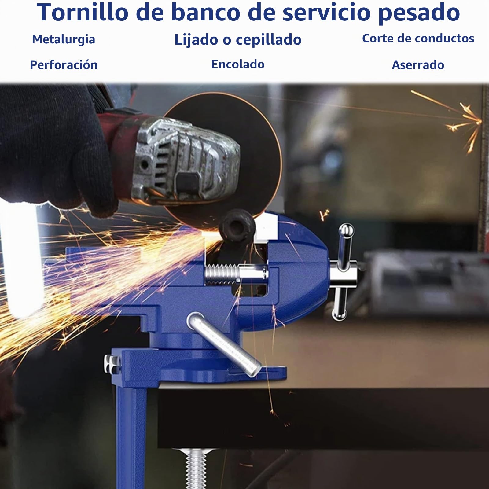 Tornillo de Banco de Trabajo 70 mm, Mordaza Giratoria 360°, Prensa Pequeña de Acero Fundido para Mesa, Bricolaje, Lijado, Taladrado y Sujeción Manual en Taller Doméstico