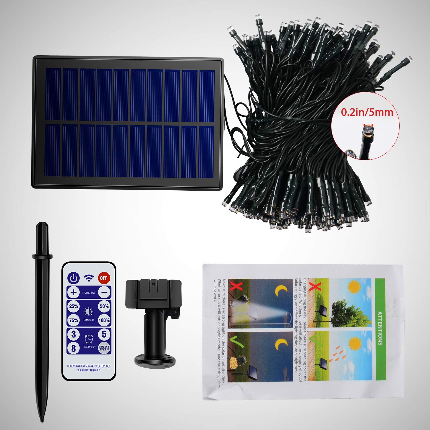 Solar Lichterkette Outdoor 22m 200 LED, IP65 Wasserdicht, 8 Modi mit Fernbedienung & Timer – Lichterkette Außen Solar für Weihnachtsdeko Outdoor, Garten, Terrasse, Balkon & Hochzeit