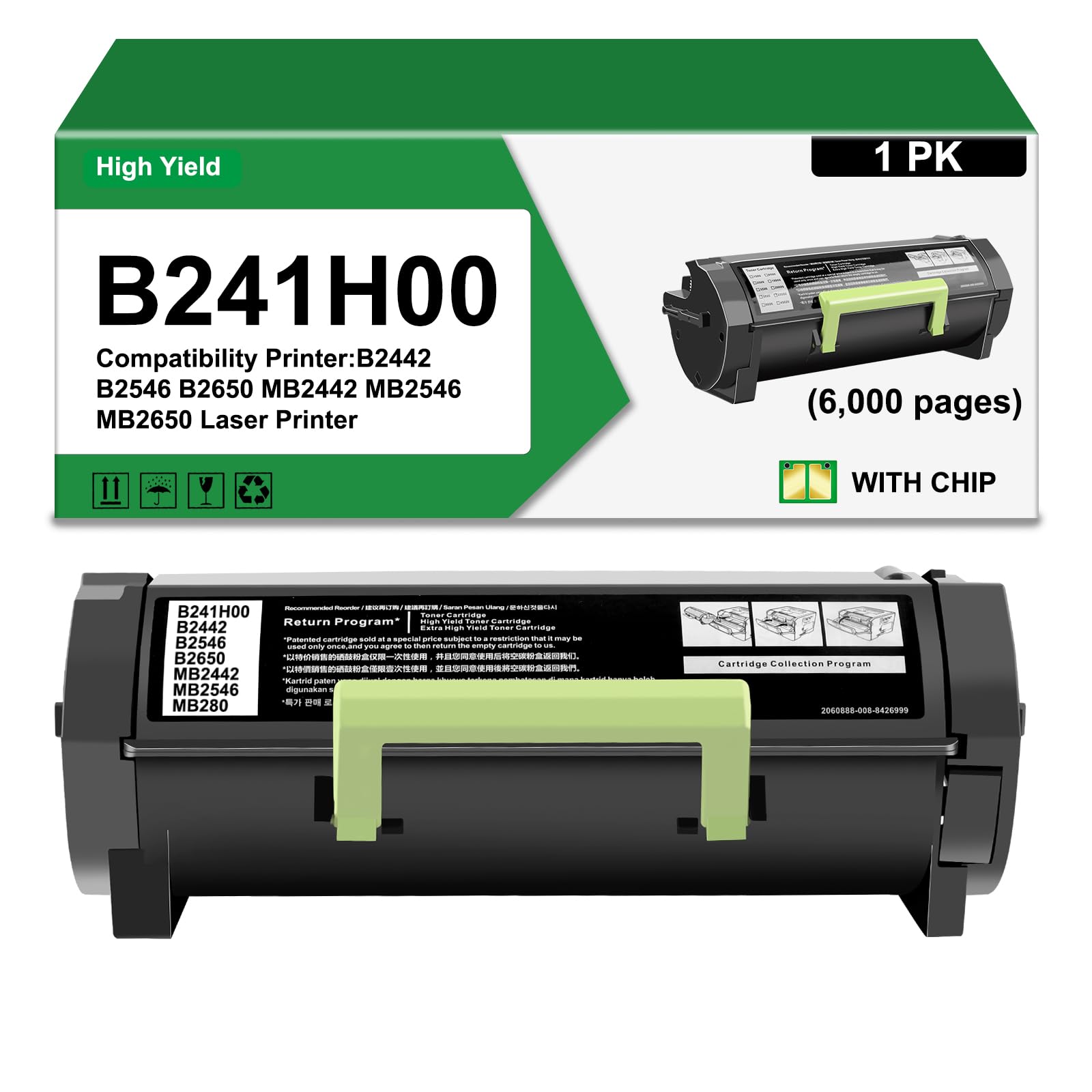 B241H00 Black Toner Cartridge High Yield (with New Chip)