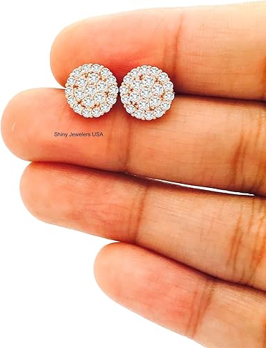 Vista 9 de Aretes de plata helada, oro rosa, negro o dorado, circonita cúbica, hip-hop CZ