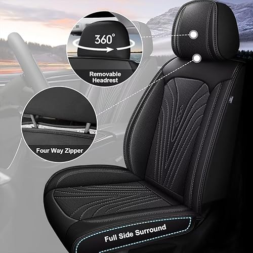 Miniatura 2 de 2 fundas de asiento delantero de automóvil para Nissan Versa 2009-2023, de piel sintética, transpirable, impermeable, fundas de asiento Versa