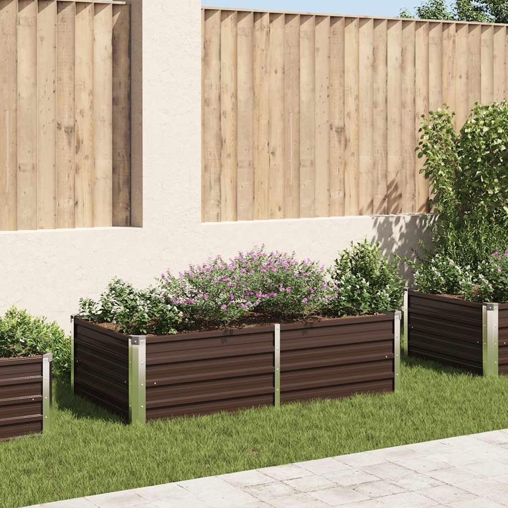 vidaXL Letto di Coltura Rialzato Cura Piante Orto da Balcone Bordo Arrotondato Elegante Fiori Vaso Fioriera 160x80x45 cm in Acciaio Zincato Marrone