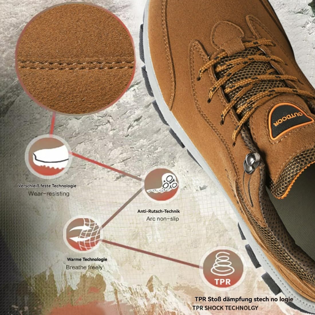 Orthopädische Wanderschuhe, Bequeme Wasserdicht Atmungsaktiv Trekkingschuhe, Herren Sportschuhe für Camping Wandern Outdoor
