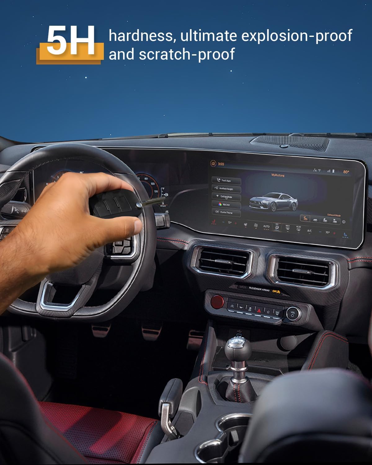 YEE PIN 2024 2025 2026 Mustang Dark Horse Screen Protector for Ford Mustang EcoBoost/Dark Horse Premium Screen Cover 2025 Mustang GT Premium Screen Saver for 2025 Mustang GT Accessories 2 Pack