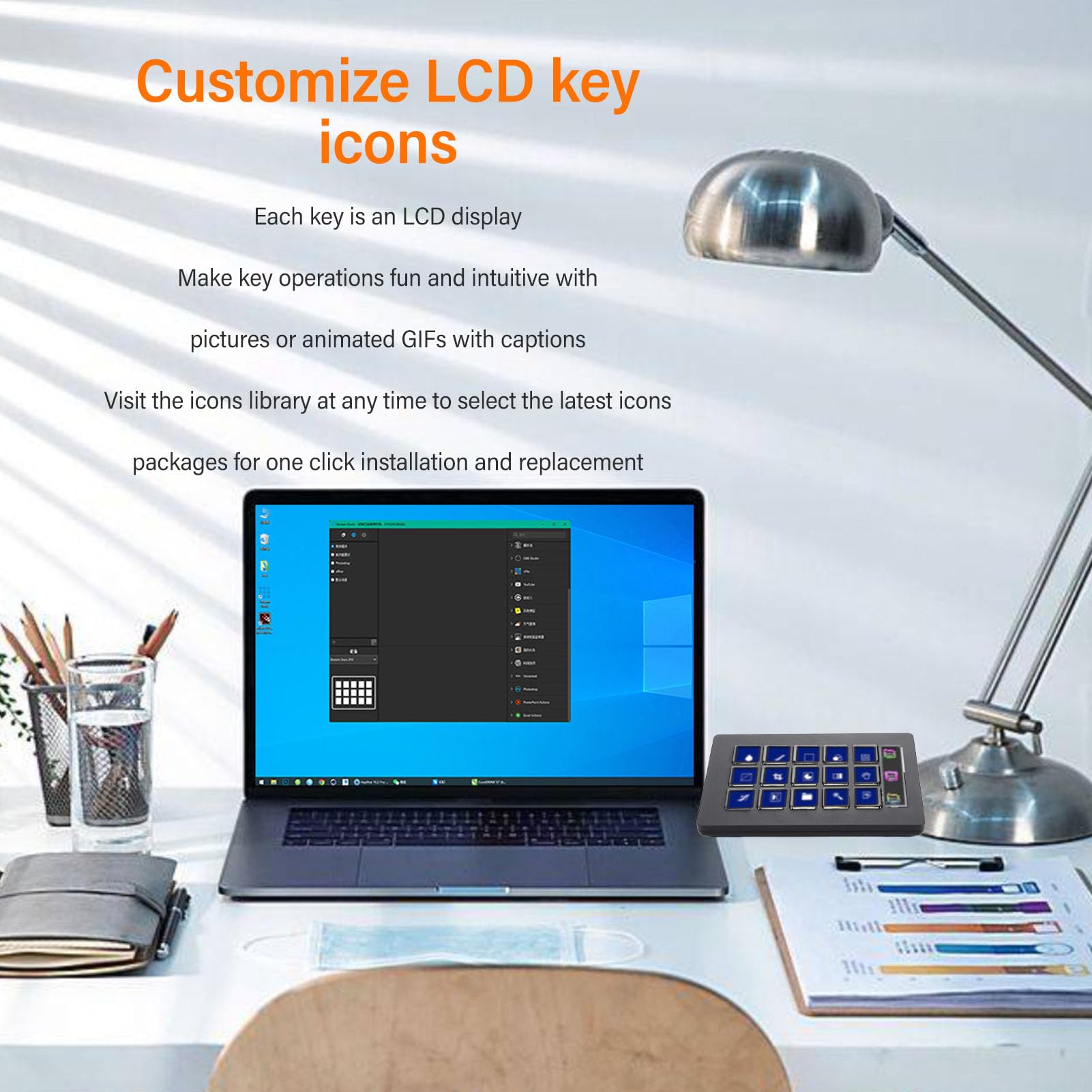 Plyisty Studio Controller, 15 Custom Macro LCD Keys Audio Mixer Trigger Actions for OBS for Twitch for YouTube Works with Mac and PC - Image 3