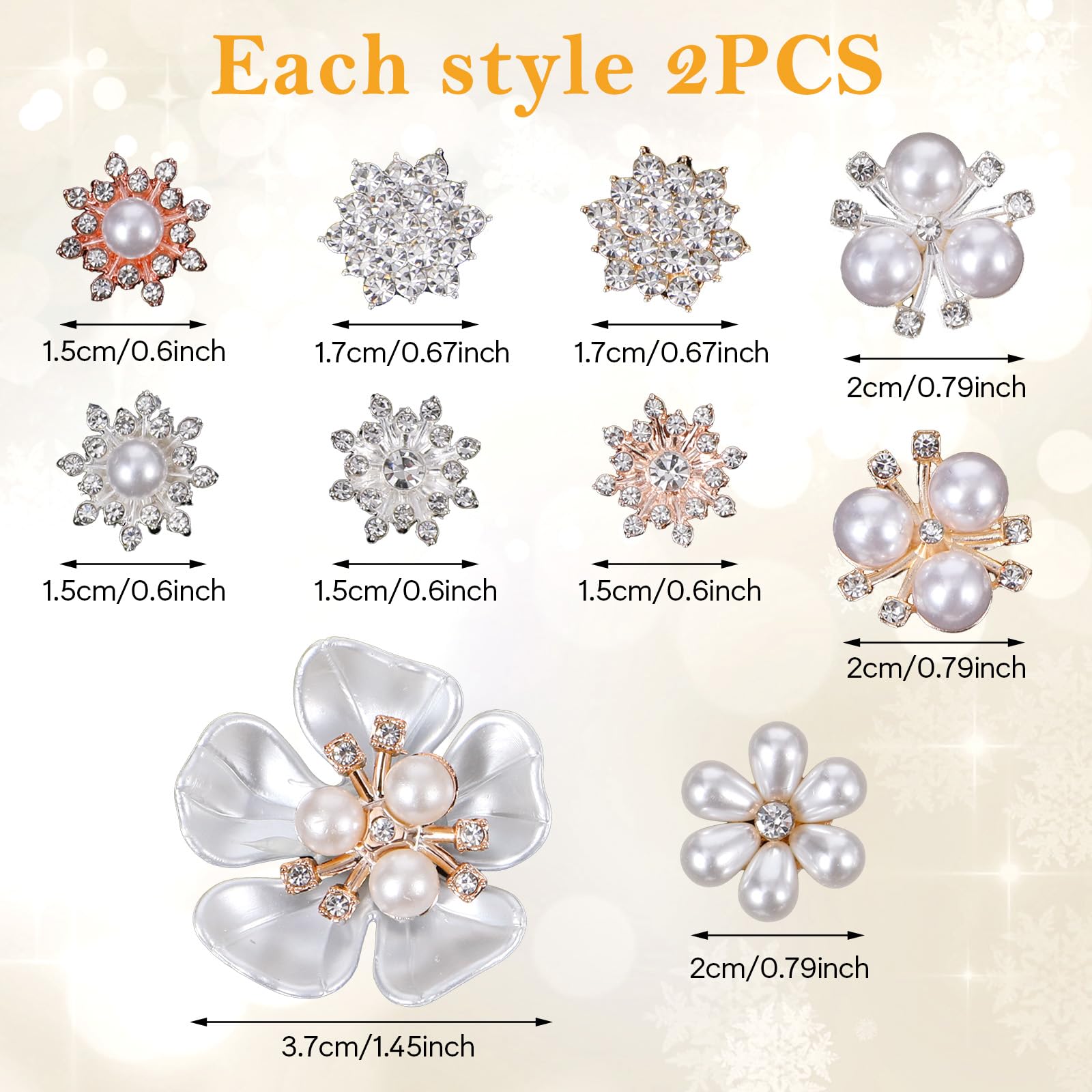 TIESOME Perlen-Blumenknöpfe, Vintage-Perlenbrosche für Schmuckherstellung, Legierung, Blumenanhänger, Strass-Knöpfe, Charm-Verzierungen für Schmuckherstellung, Kleidung, Taschen, Schuhe, Zubehör