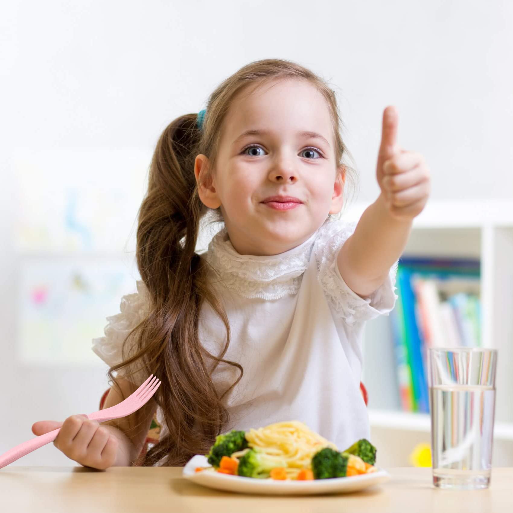 2 Set Posate Da Viaggio Con Custodia - Coltello, Forchetta, Cucchiaio In Plastica Riutilizzabile (Rosa+Blu) - Foto 3