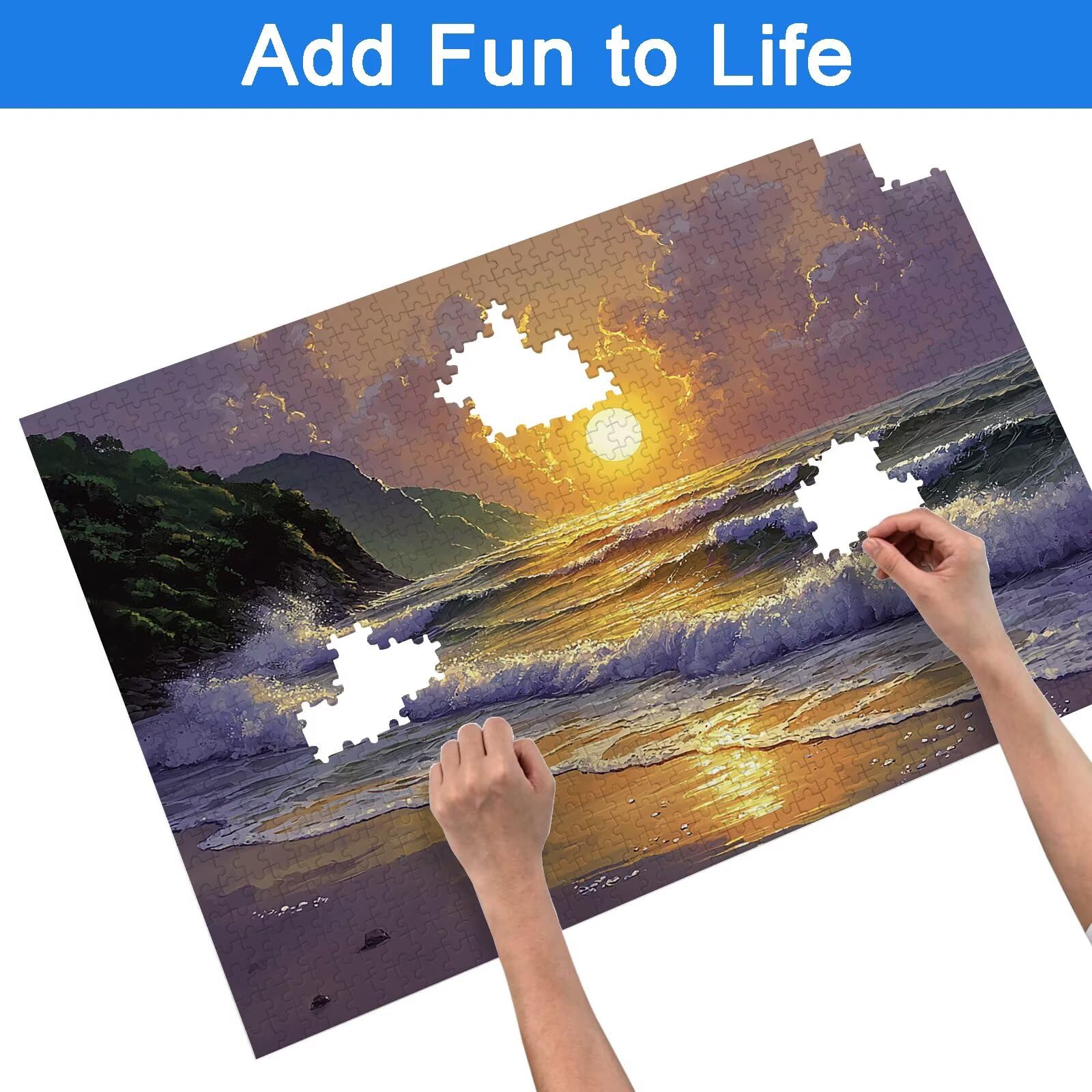 Puzzle 4000 Pezzi Spiaggia, Puzzle Paesaggio 4000 Pezzi Arte per Adulti e Bambini, Misura: 141.5x87.5 cm, Puzzles Legno per Adulti con Squisita Scatola di Imballaggio, Regalo Donna, Regalo Uomo, -9009