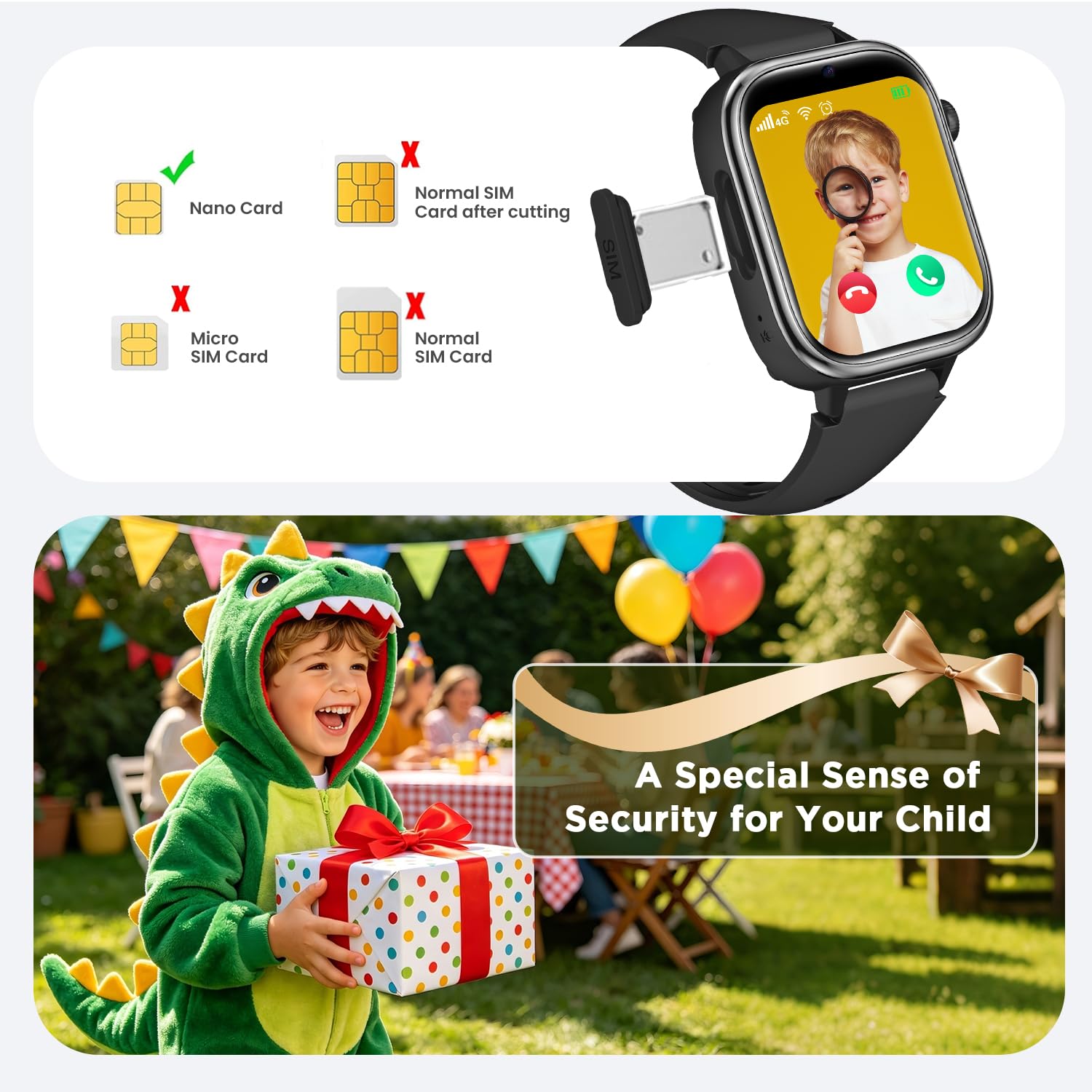Nouvelle 4G Montre Connectée Enfant avec Appel Vidéo & GPS, IP68 Étanche Smartwatch avec SOS, SMS Chat Vocal, Mode École, Podomètre, Réveil, Suivi du Sommeil, Cadeau pour Garçons et Filles Noir