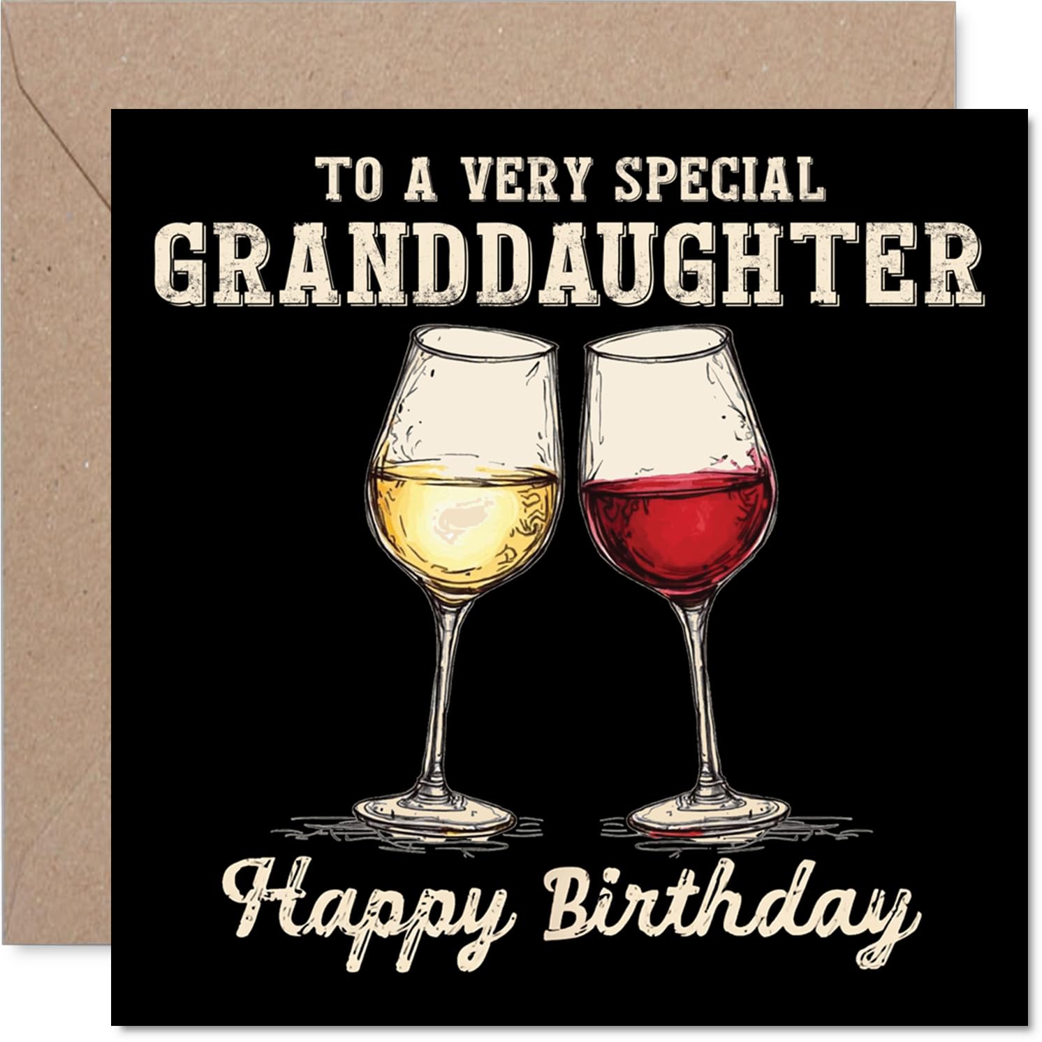 Granddaughter Birthday Card - Bday Wine - Happy Birthday Card for Granddaughter from Grandad Grandma, 145mm Wine Greeting Cards