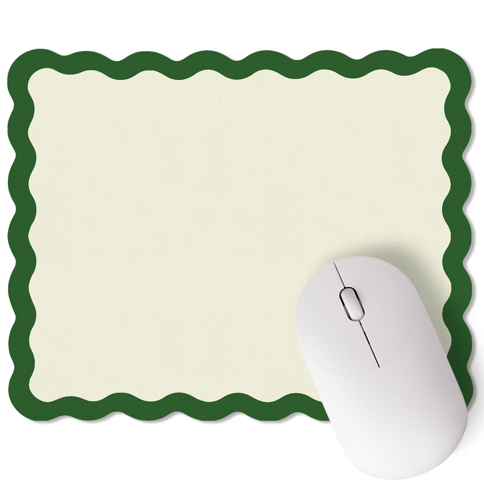 Kingdder Small Cute Kawaii Mouse Pad Green Scalloped Mousepad - 9 8 x 7 9 Inches Non-Slip Rubber