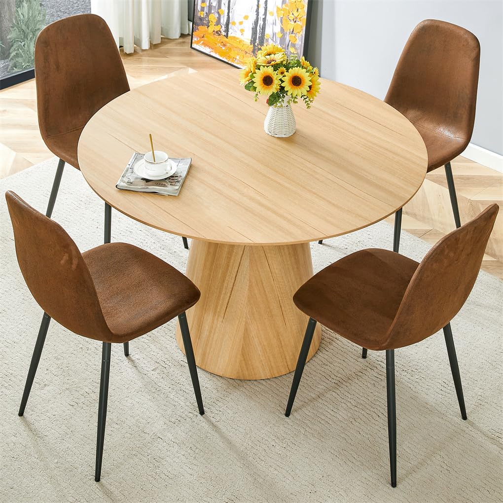 Round Dining Table Set for 4, Modern Dining Room Table 47 Inch Round ...