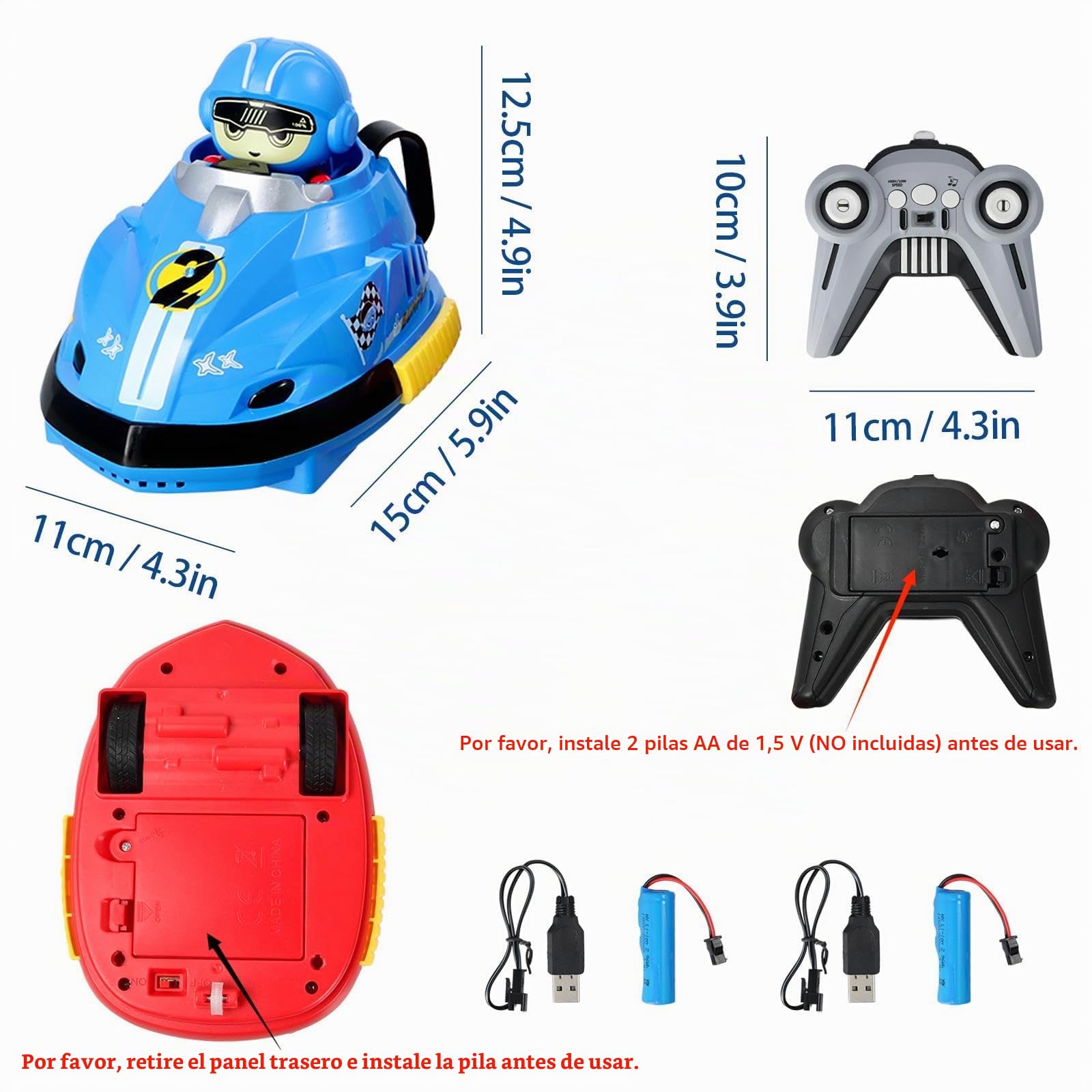 2 Coches Teledirigidos RC con Robots Saltarines, Baterías Adicionales y Control Remoto, Autos de Choque Recargable, Juguetes Auto Chocador Carrera RC para Niños y Niñas de 4-14 Años