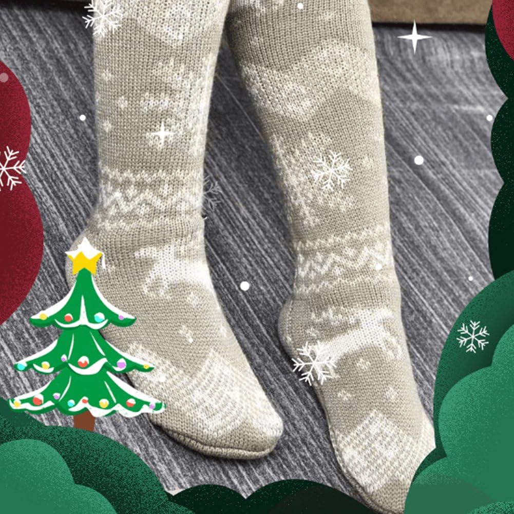 Medias Navideñas para Mujer, Calcetines por Encima De Rodilla Tejidos para Otoño Y Primavera, Calcetines Largos Gruesos Y Cálidos Y Encantadores para Mujer