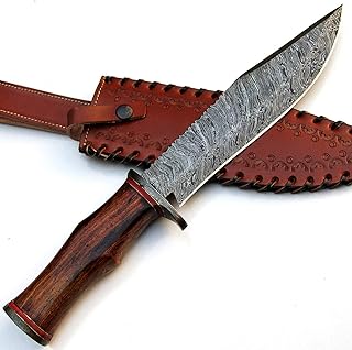 PAL 2000 KNIVES HK-9420 Handmade Damascus Fixed Blade Hunting Knife Rose wood Handle with Sheath - PAL 2000 KNIVES
