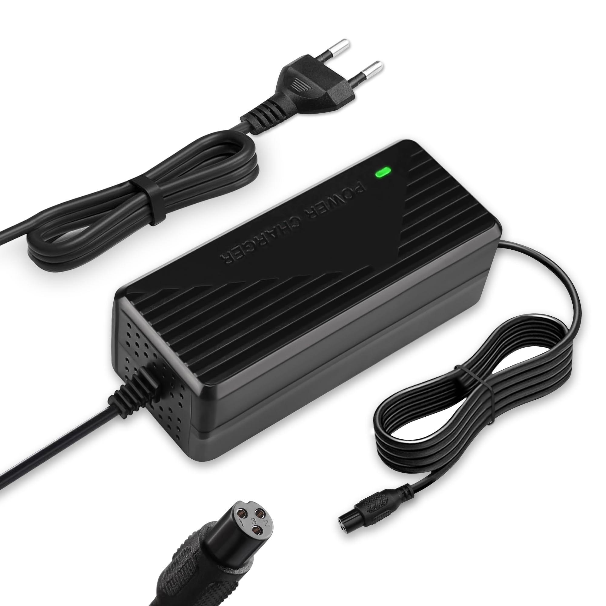 GOMETY Hoverboard oplaadkabel, 42 V 2 A, 3-polig, AC-voeding, oplader voor e -scooter, acculader voor elektrische scooter, power netadapter voor elektrische zelfbalancerende scooter, e-scooter