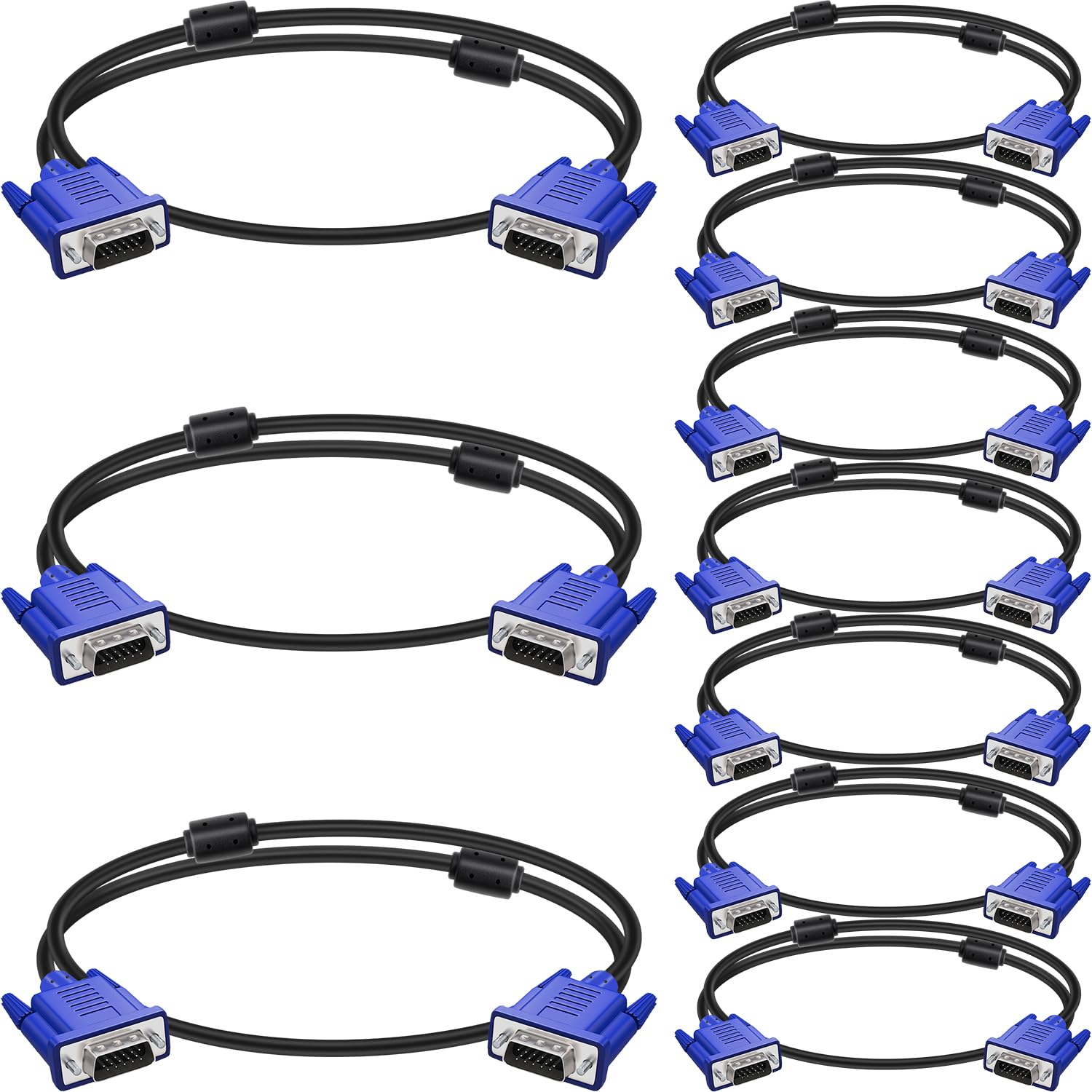 Cavo da VGA a VGA, 1,8 m, da maschio a maschio, per computer, TV, proiettore, 1,8 m (confezione da 10)