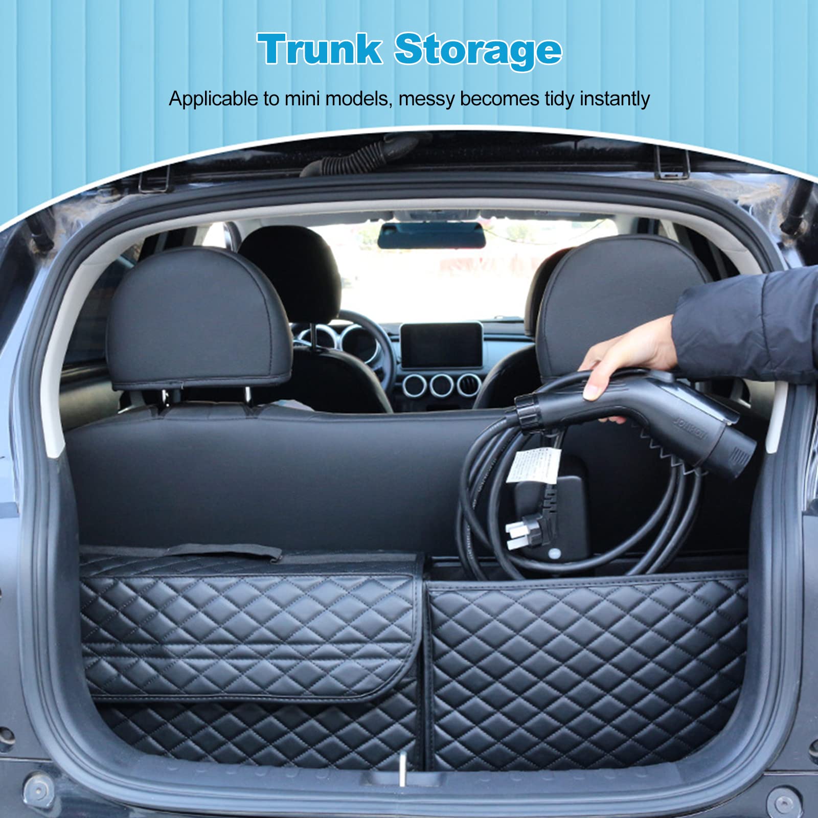 Ergocar Organizer Bagagliaio Auto - Pelle PU, Antiscivolo, Pieghevole, Apertura 180° - Foto 3