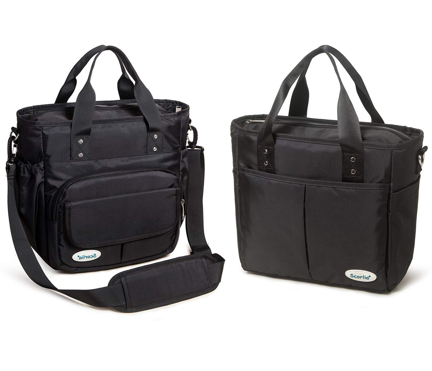 SCORLIA Insulated Lunch Bag with Removable Shoulder Strap, Extra Large Lunch Tote With Tall Drinks Holder for Men and Women