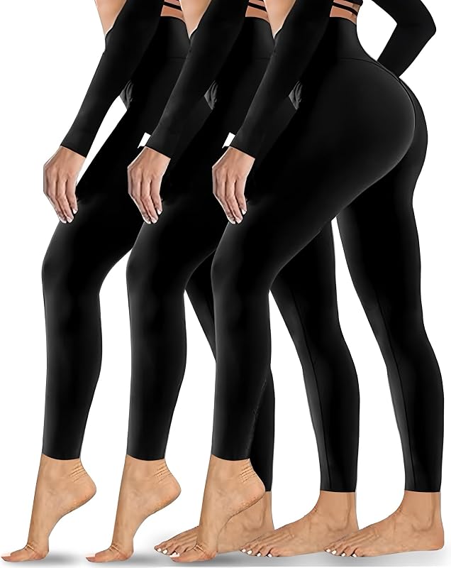 Diravo 3 Pack Black Leggings for Women,Tights Buttery Soft Tummy Control Pants Lined Legging for Yoga Workout Athletic