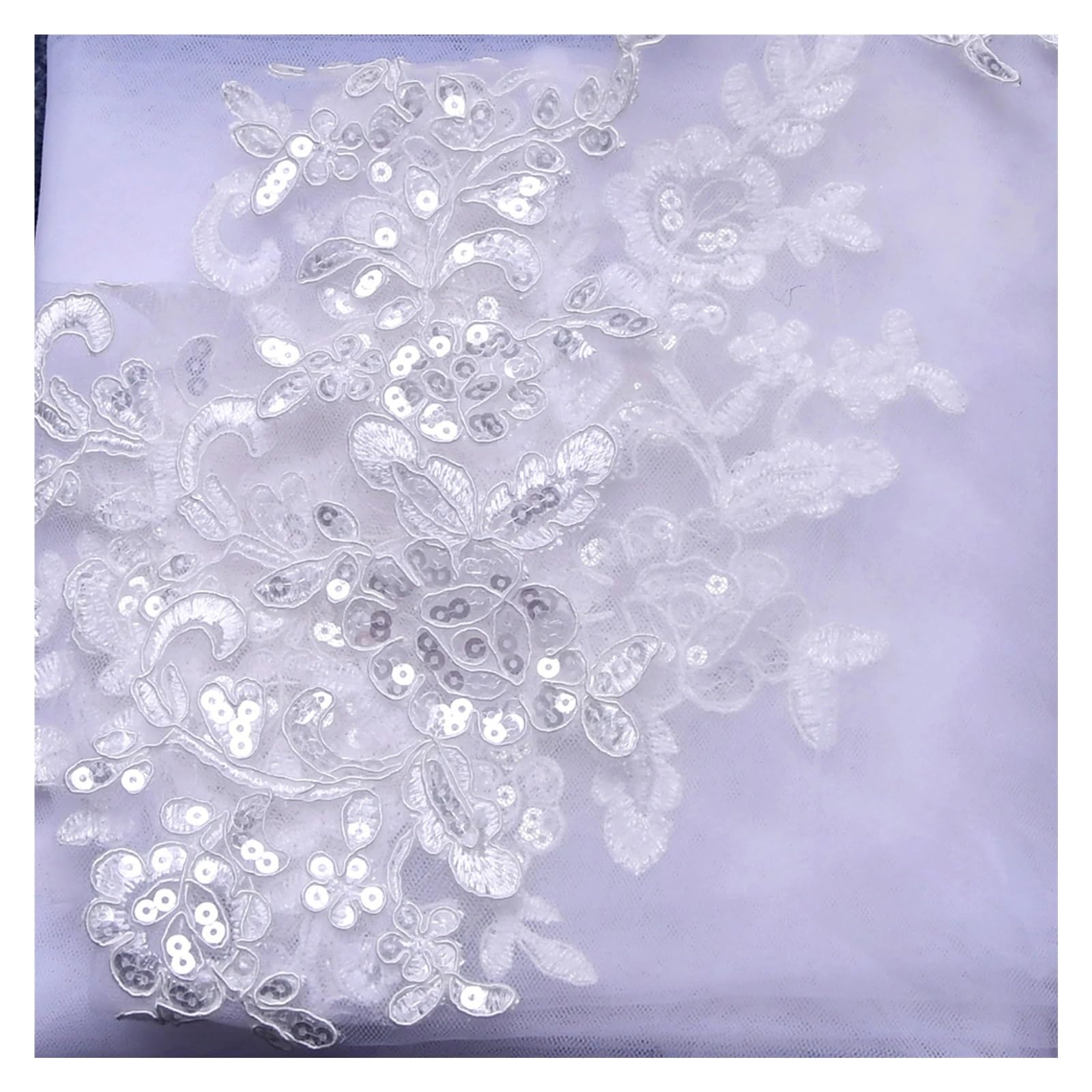 Veli da Sposa Corti Bordo in Pizzo da Sposa Velo da cattedrale con Pettine con Finiture Floreali francesiAccessori da Sposa(White,300cm)