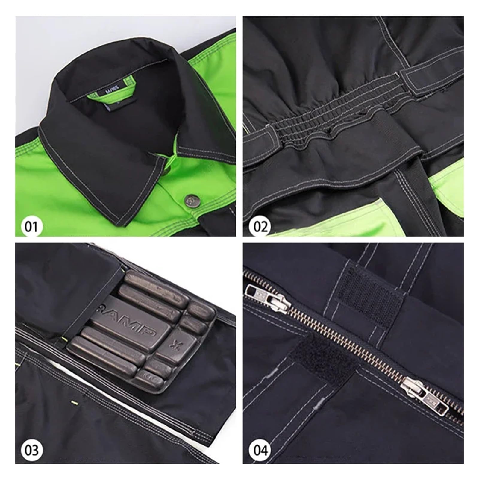Tute da lavoro for uomo, uniformi for pittura, meccanici, costruttori, riparatori, abiti fabbrica, riflettenti notturni per Officine e Magazzini Meccanici(Black grey 2,XXL-180)