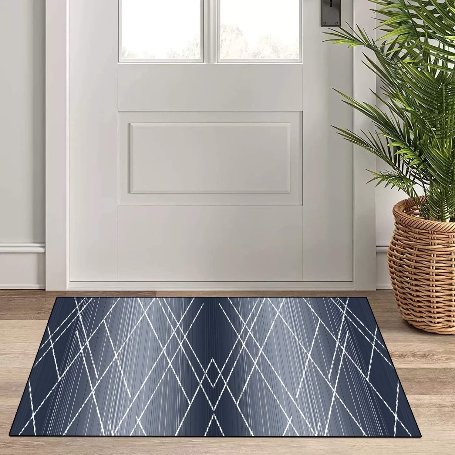 ZUZEKU Tapijtloper, lange gang, keukentapijt, blauw, gang, antislip, moderne tapijtmatten, 120 x 200 cm, keuken, slaapkamer, eetkamer, polyester, per