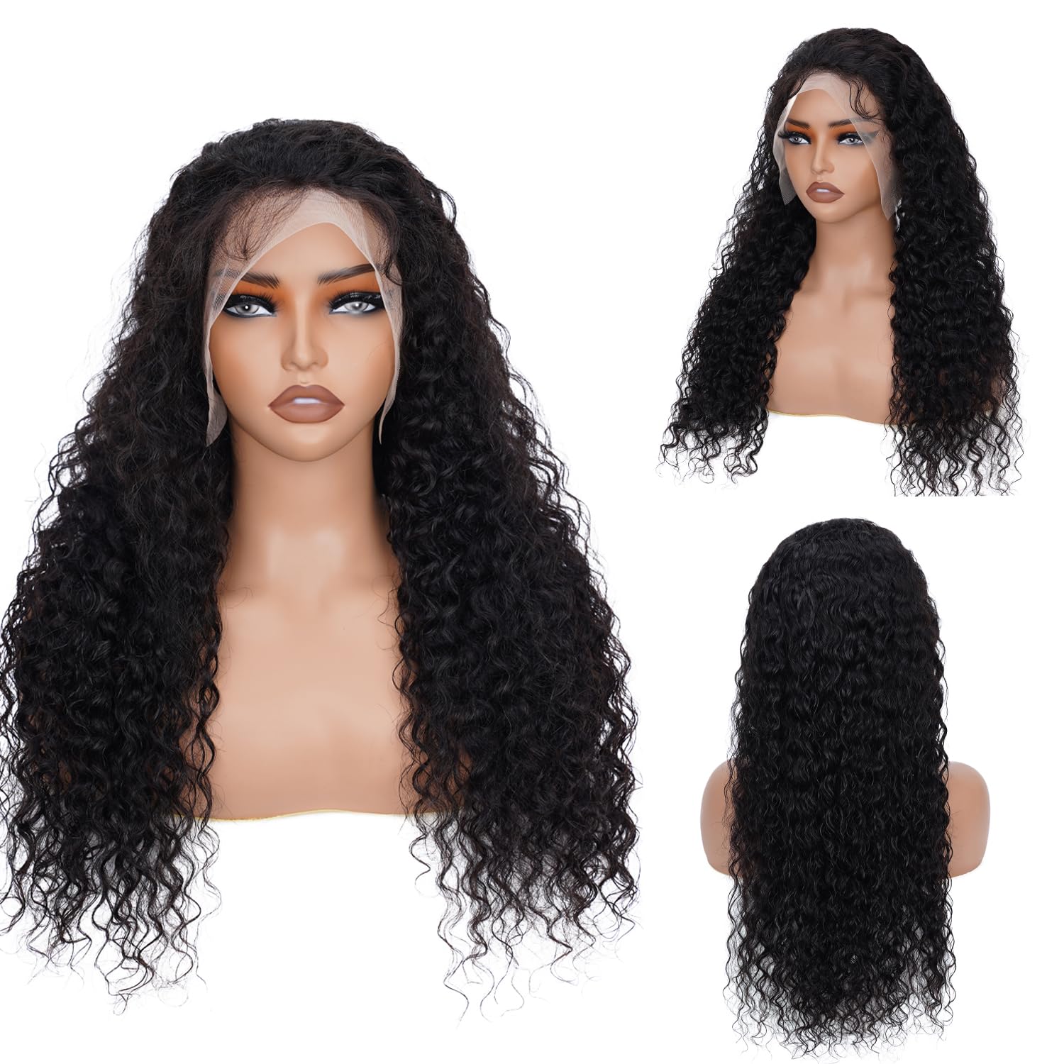 Amazon.com : 18 Inch Water Wave Lace Front Wigs Human Hair  display picture 1