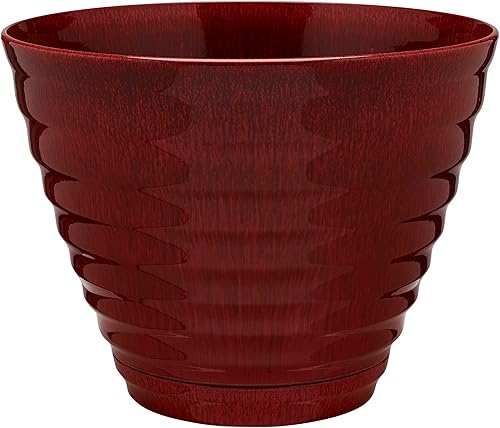 Southern Patio Maceta de interior Beehive de 16" con platillo adjunto, 20.08 cuartos de galón de capacidad