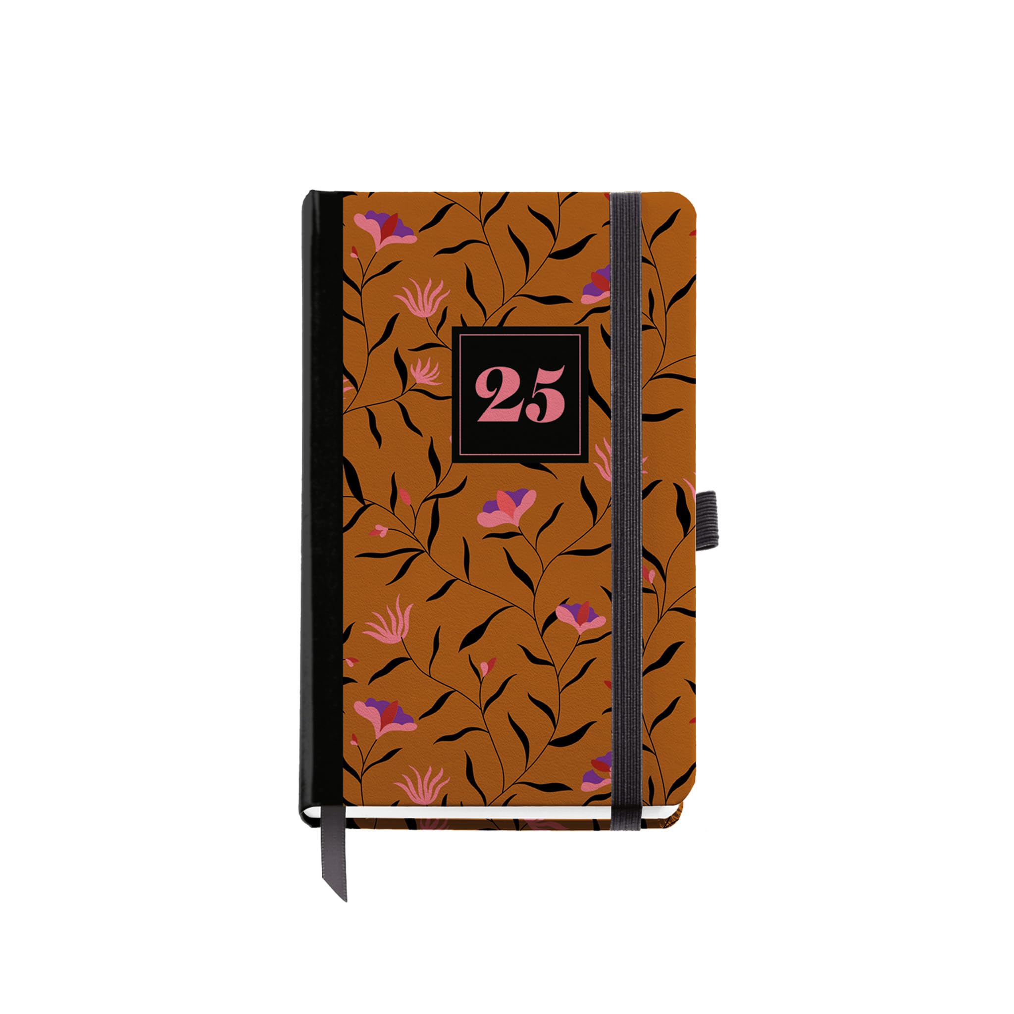 Miquelrius - Agenda 2025, Agenda anual 90x140 mm, Agenda día página, Cubierta cartón forrado plastificado, Espiral, Cierre goma elástica, Papel 80 g/m², Catalán, Inglés y Portugués, Otoño