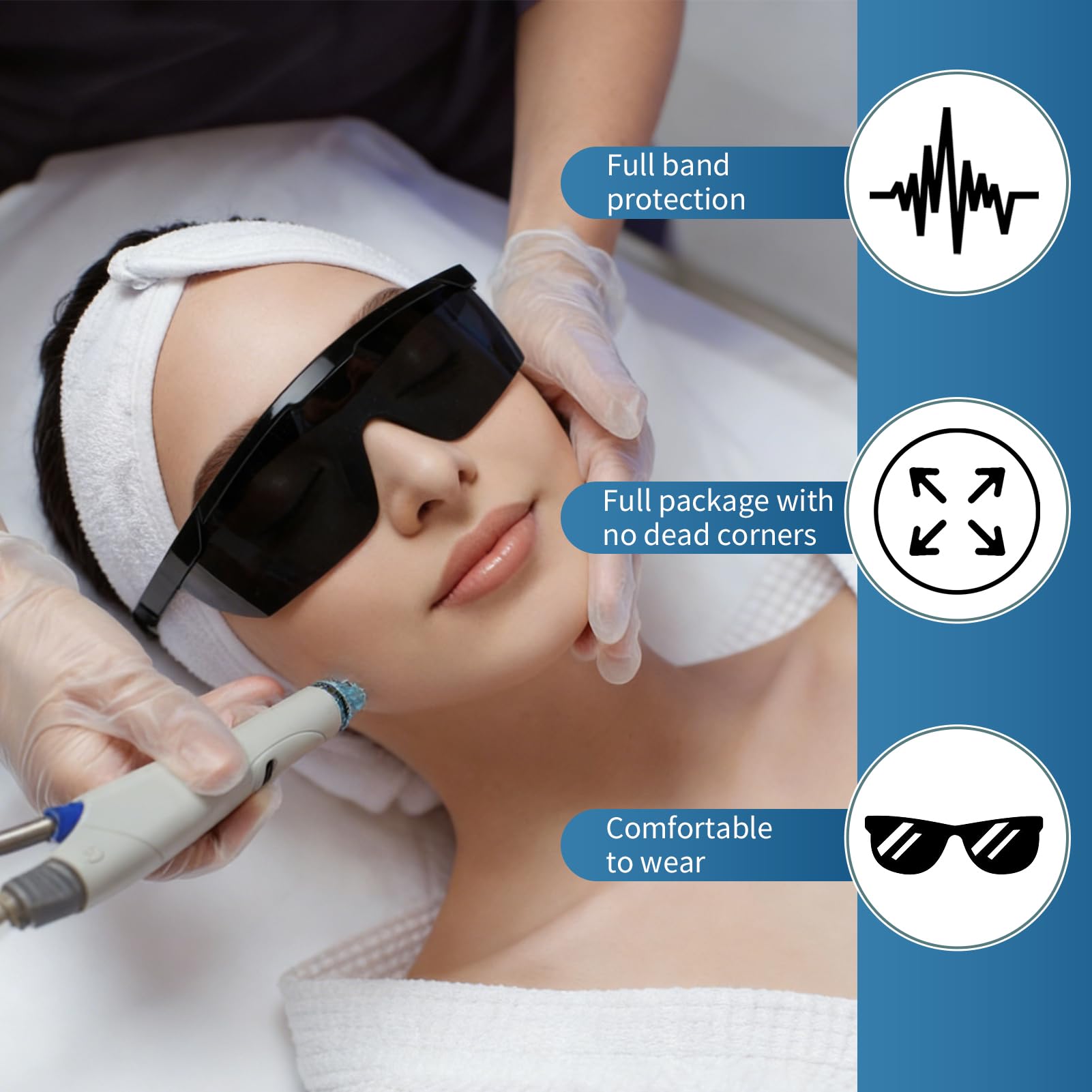2 PCS Laserschutzbrille, IPL Lichtschutzbrille, 200nm-2000nm WellenläNge Laserschutzbrille, Laser Brille für Haarentfernung IPL, Augenschutz für Infrarotlampe, Solarium und kosmetische Anwendungen