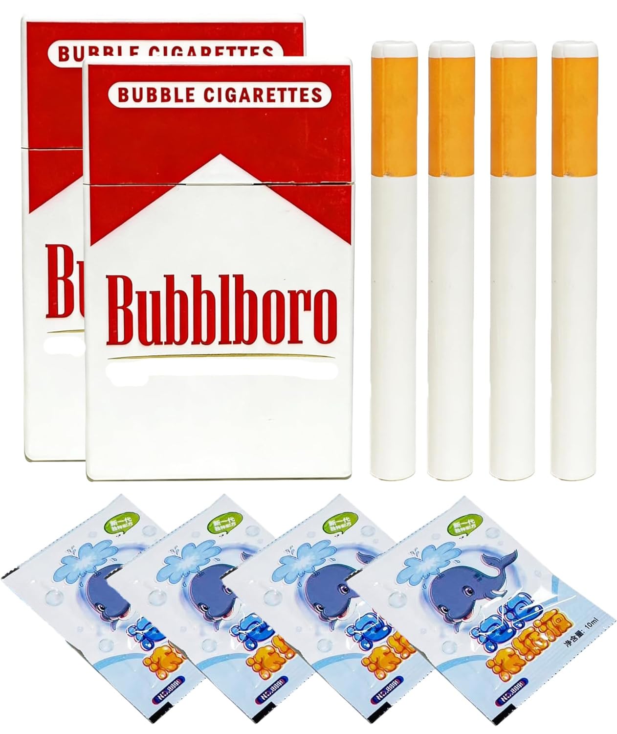 Photo 1 of 2 Pack Bubble Cigarette Pack, Mini Bubble Blower Sticks Stress Relief Toy for Men Women, Birthday Christmas Party Gift (0531-new) (Red)