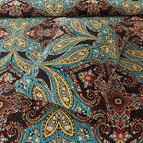 Honeilife Quilt Set Twin Size - 3 Piece Cotton Bedspreads Paisley Coverlet Lightweight Bedcover Warm Bedding Set All Season Quilts,Coffee #TOP4