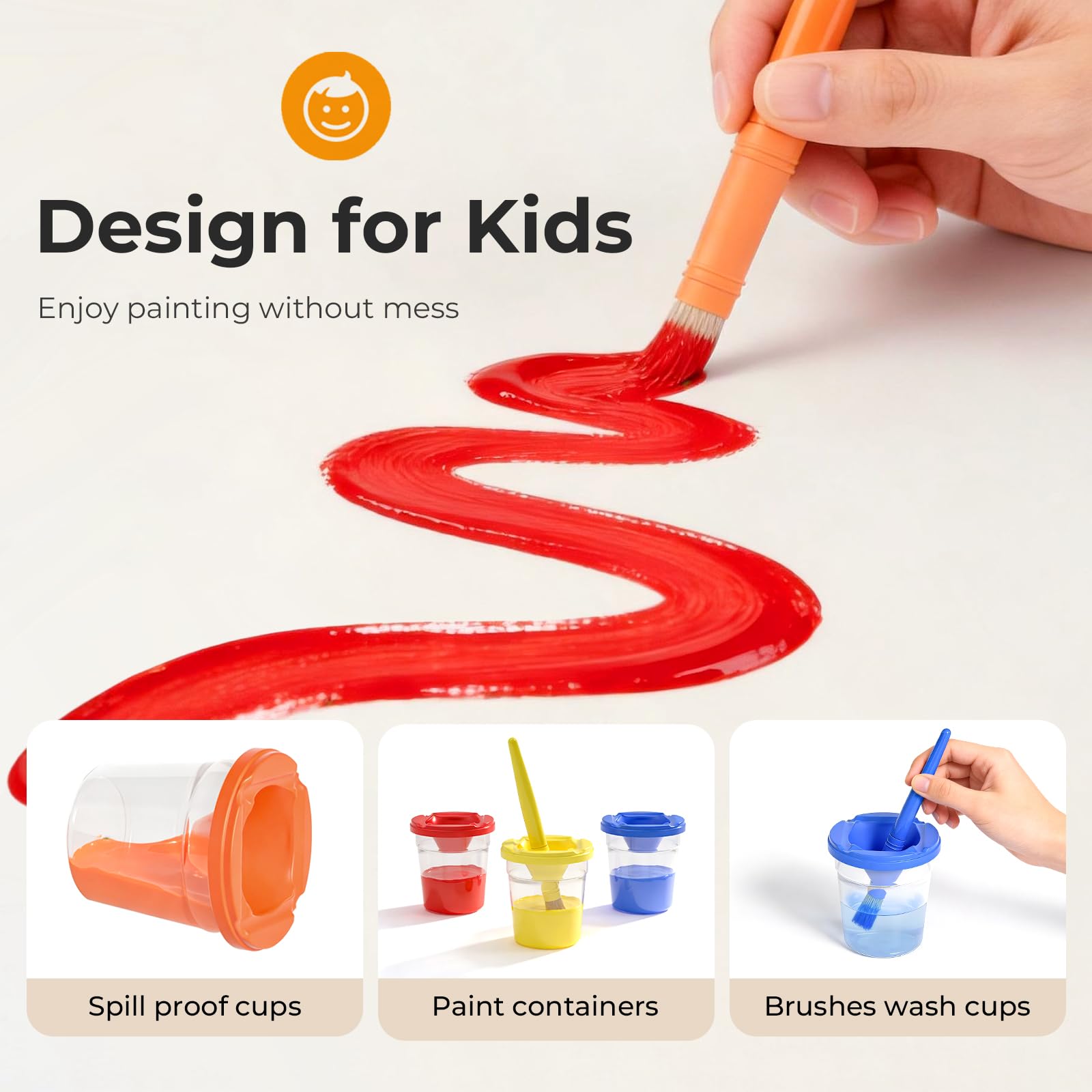 Nicpro Pintura lavable para niños, 14 colores, 250 ml, no tóxica, con pinceles, vasos y esponja