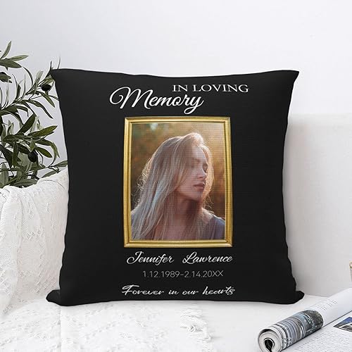 Miniatura 6 de WALXINK Fundas de almohada conmemorativas personalizadas fundas de almohada personalizadas para añadir foto fecha de nombre impresión en ambos lados