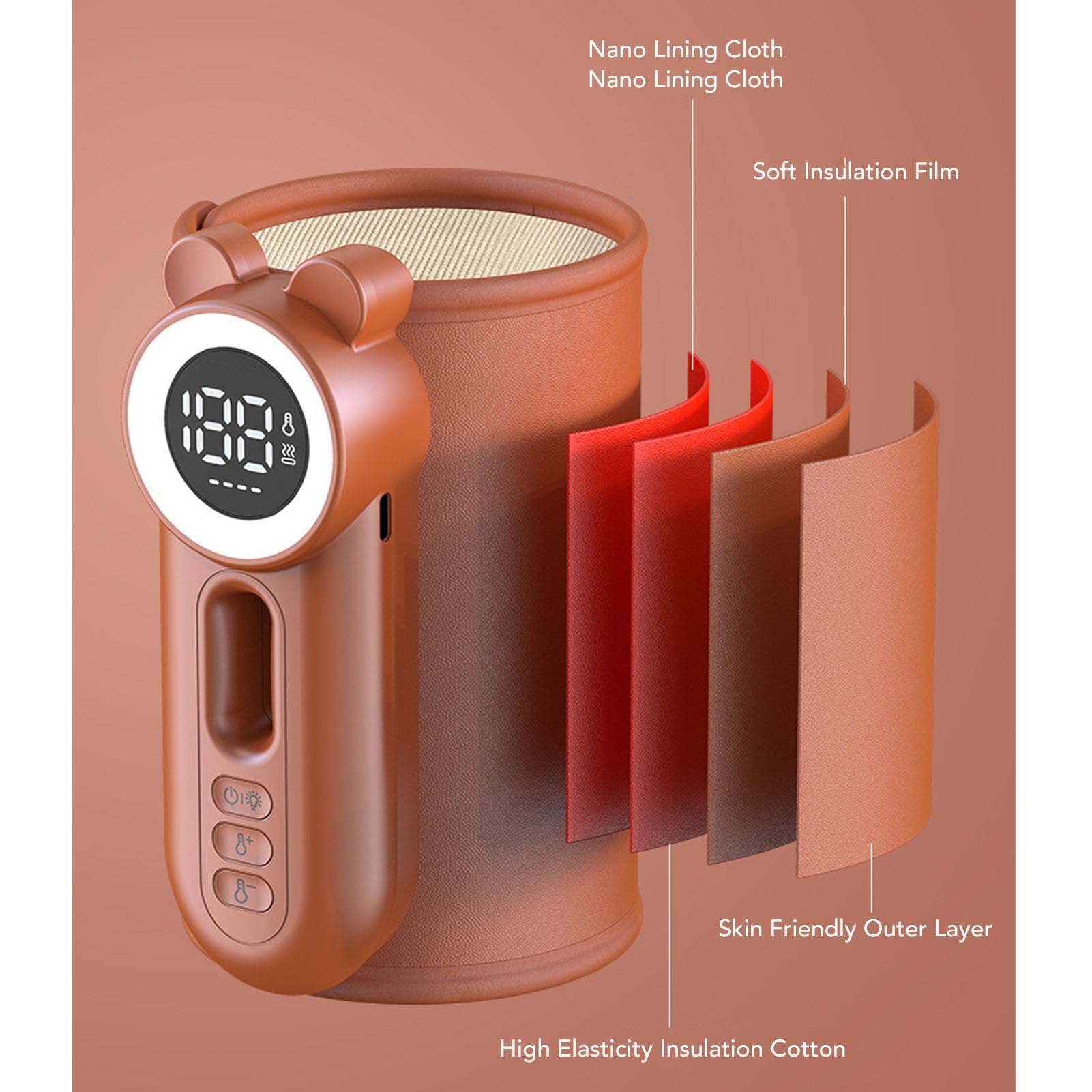 Scaldabiberon, Riscaldamento a Temperatura Costante Display Digitale a LED Scaldalatte Portatile per Alimentazione Notturna in Viaggio a Casa con Batteria da 8000 mAh in Plastica