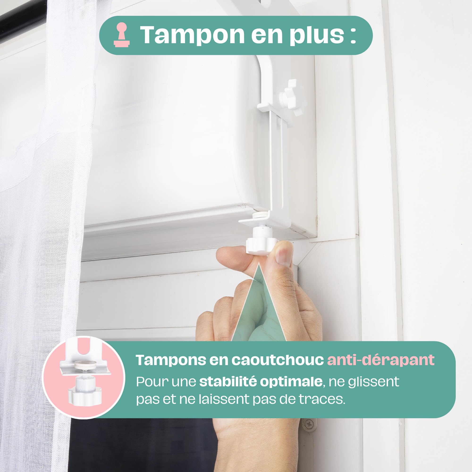 PurLing Lot de 2 supports pour tringle à rideaux sans perçage