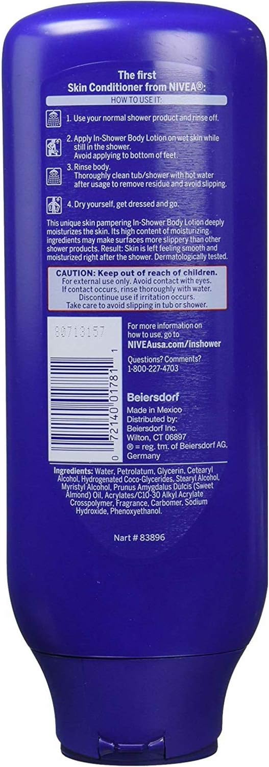 Nivea Lotion In-Shower Nourish For Very Dry Skin 13.5 Ounce (400ml) (3 Pack)