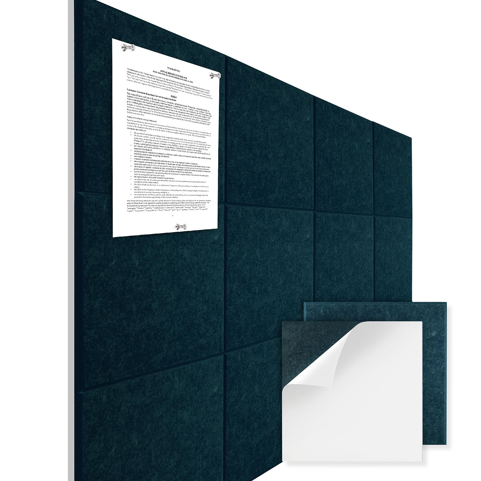 Large Cork Board Alternative - 47"x35" 12-Pack Felt Wall Tiles with Soundproofing, Safe Removable Adhesive Tabs, Cork Wall Tiles for Home Office, Pin Board, Tack Board 48 "x 36" (Dark Green)