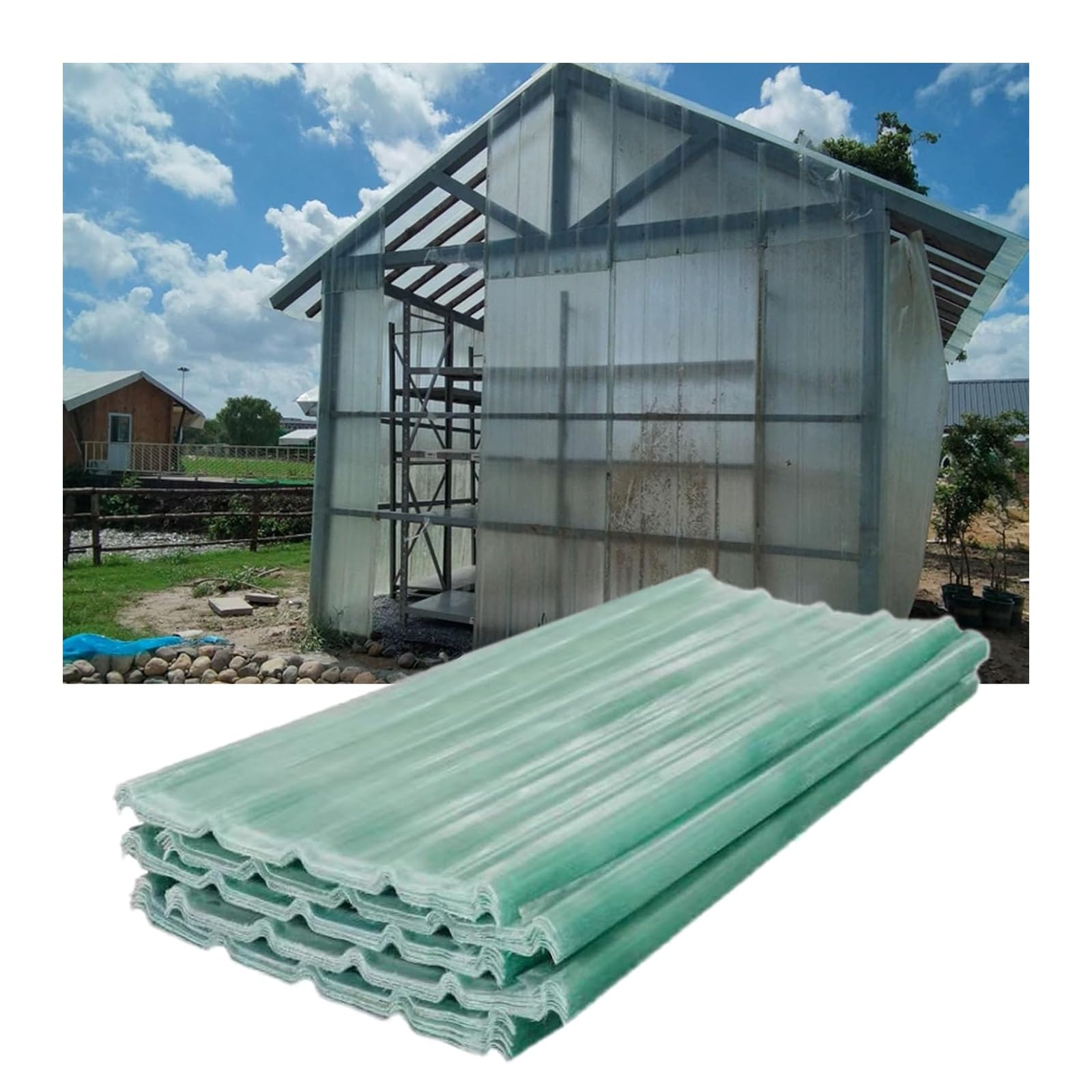 QWEASDF Paneles for Tejado de Alta Resistencia, Placa Ondulada Anti-UV, Chapas Perfiladas Techo Impermeable, FRP, Techo Cobertizo for Exteriores, Chapa Tejado(3pcs,0.9 * 0.6m/35 * 24in)