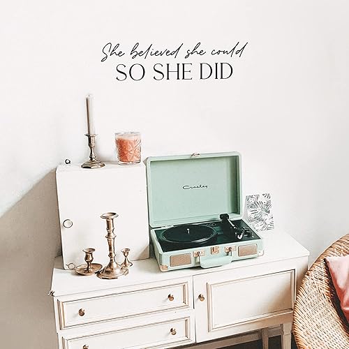 Vinilo adhesivo de pared She Believed She Could So She Did 6.5 x 25 pulgadas Moda inspiradora cita pegatina para mujer en casa, escuela, trabajo,