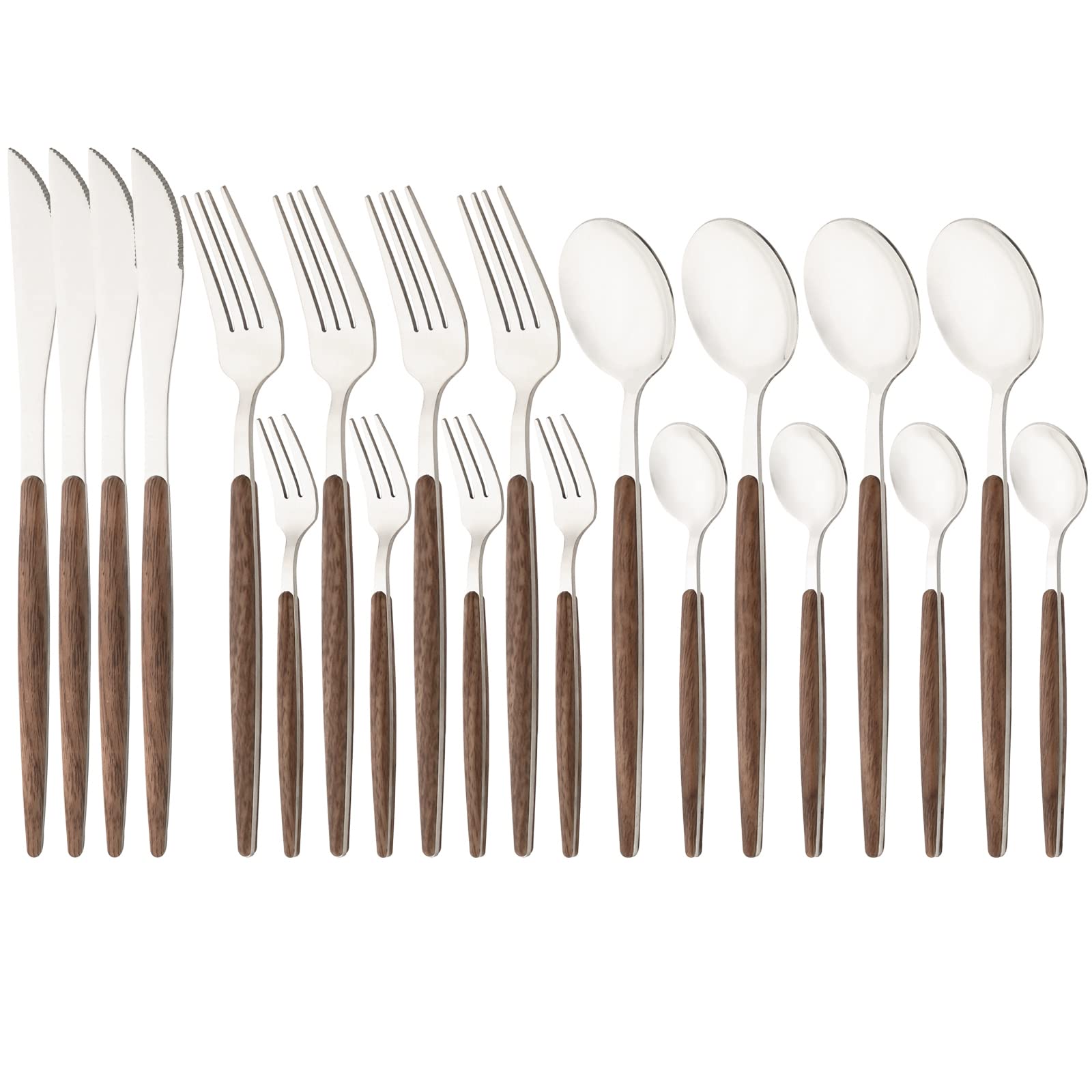 20 Piece 4 Set Wood Handle Silverware Set Retro 18 0 Stainless Steel Cutlery Set Kitchen Utensils Include